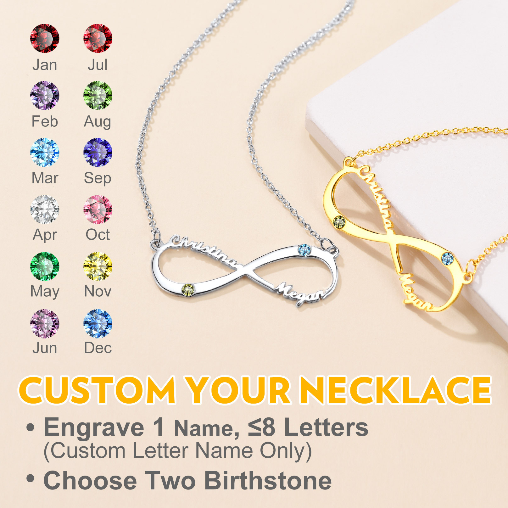 Personalized Infinity Name Plate Necklace 