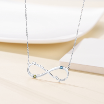 Personalized Birthstone 925 Sterling Silver Infinity Name Necklace for Women occasion silver
