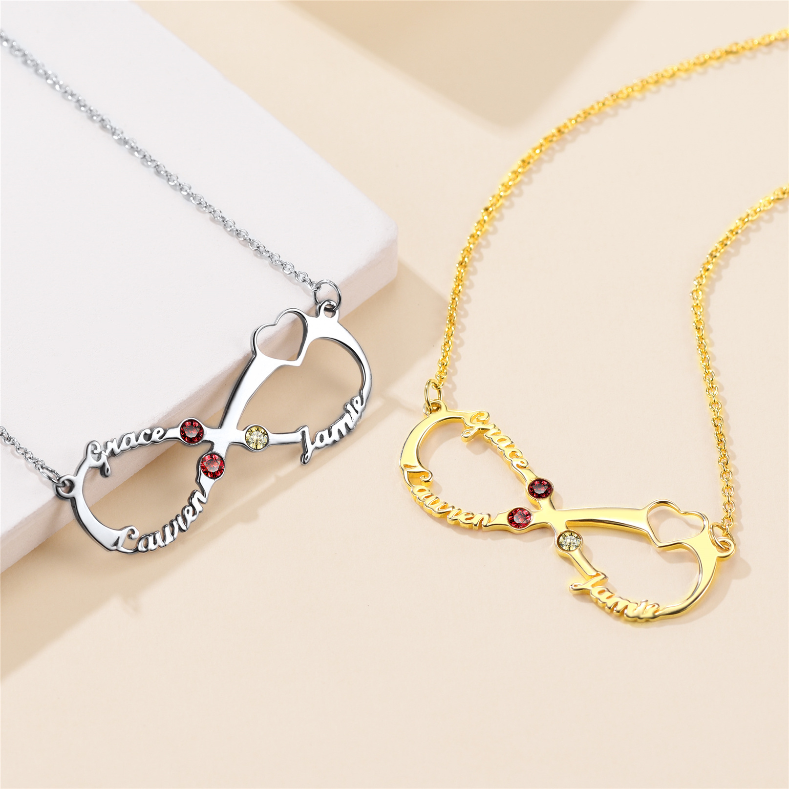 Personalized Birthstone Infinity Name Necklace for Women COLLECTION