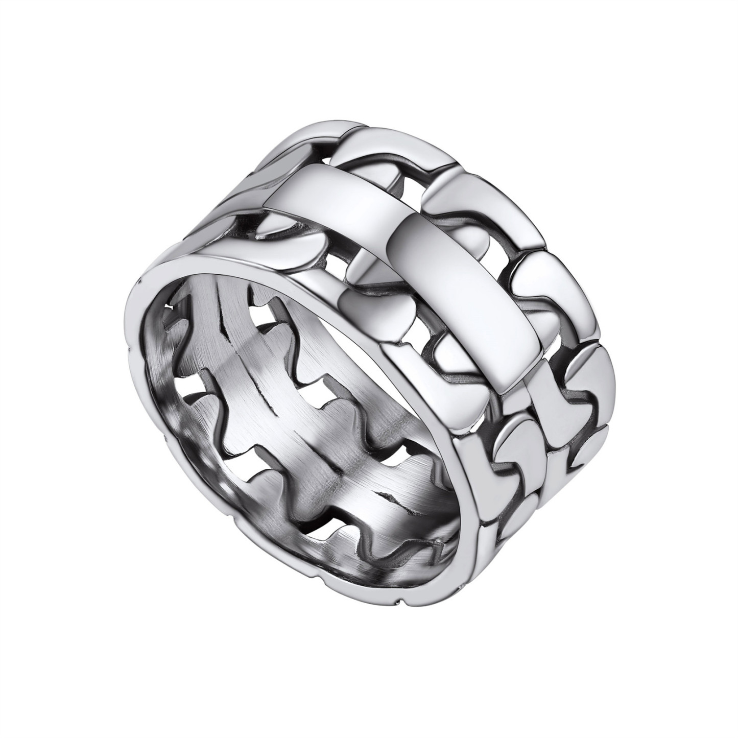 Men Chucky Thumb Stainless Steel Rings Big Fashion Band Ring L silver