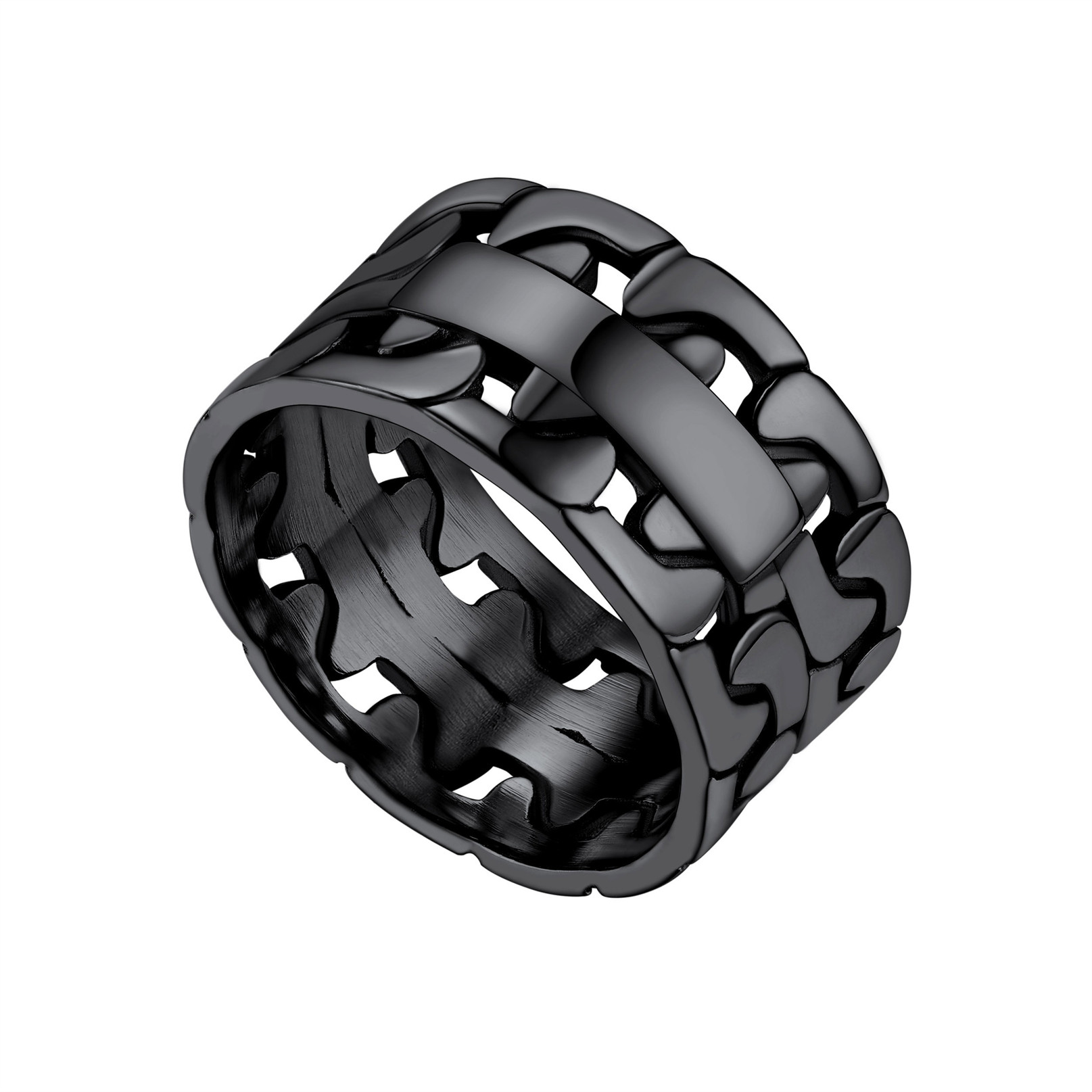 Men Chucky Thumb Stainless Steel Rings Big Fashion Band Ring black l