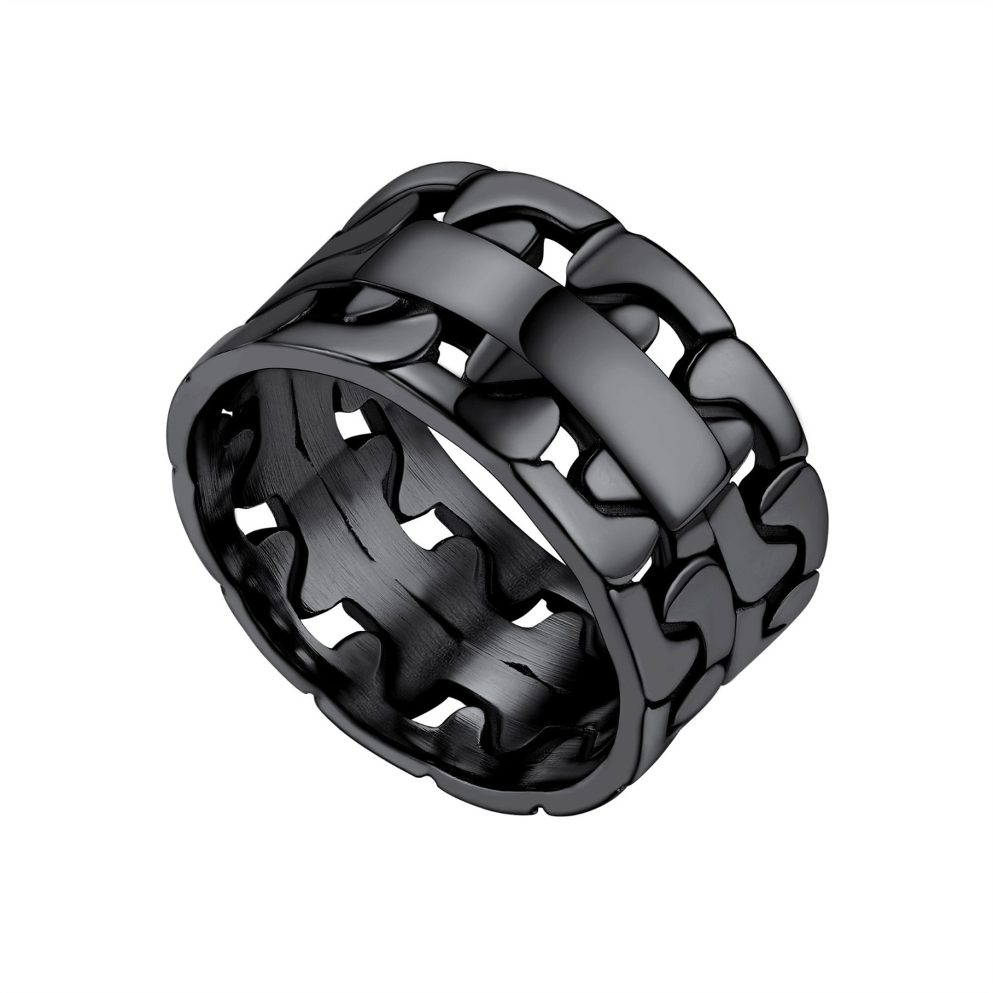 Men Chucky Thumb Stainless Steel Rings Big Fashion Band Ring black l