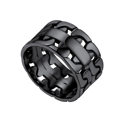 Men Chucky Thumb Stainless Steel Rings Big Fashion Band Ring black l