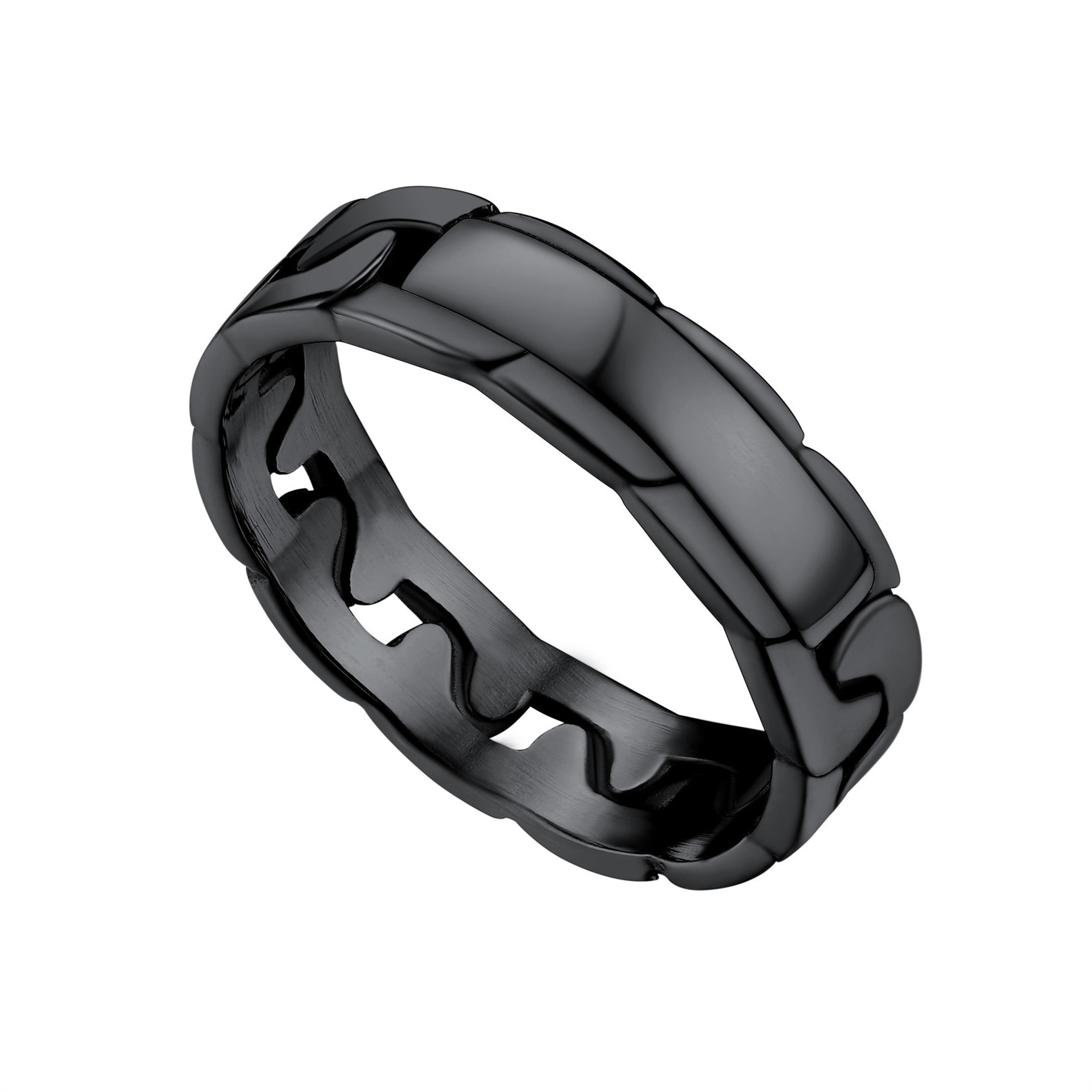 Men Chucky Thumb Stainless Steel Rings Big Fashion Band Ring black s