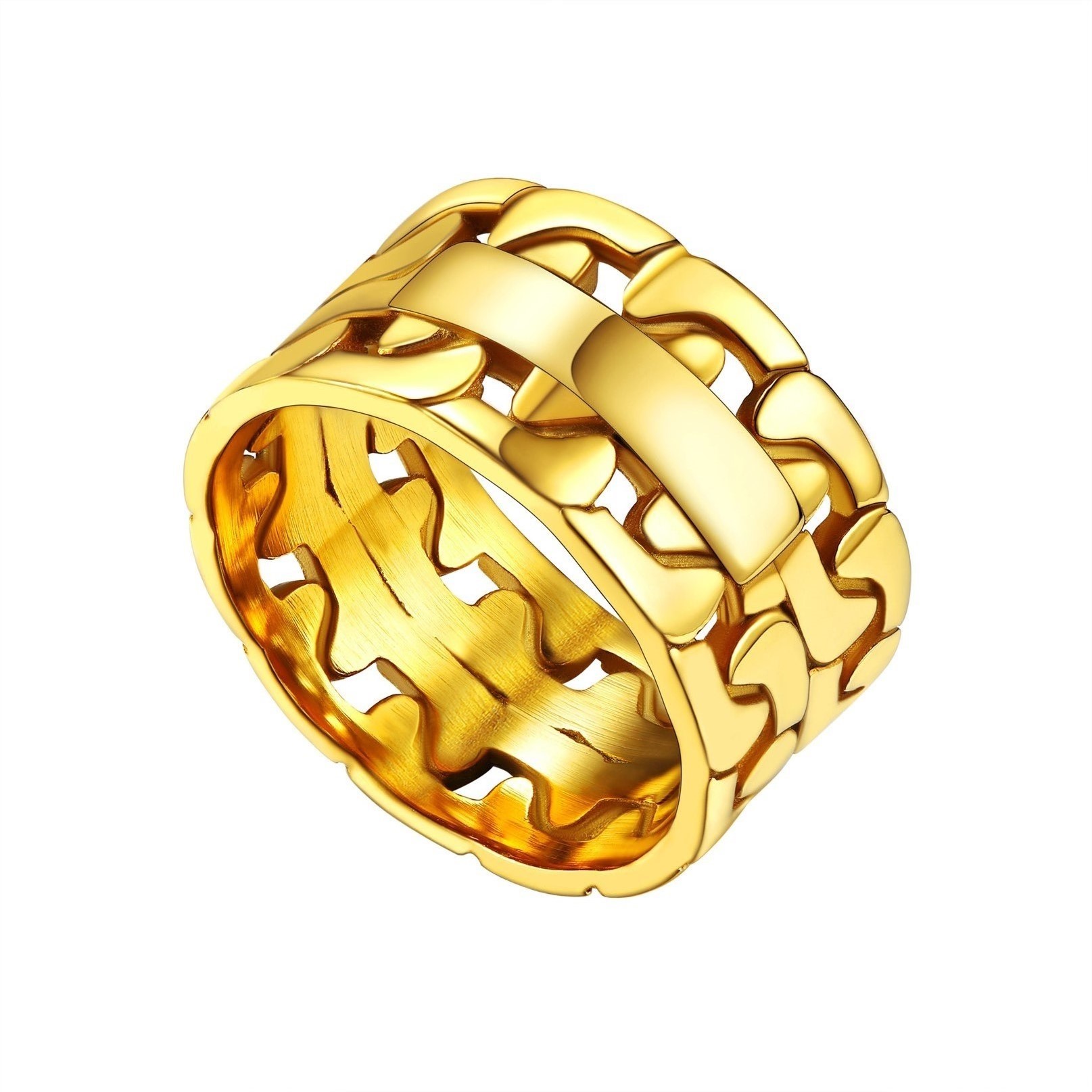 Men Chucky Thumb Stainless Steel Rings Big Fashion Band Ring gold l