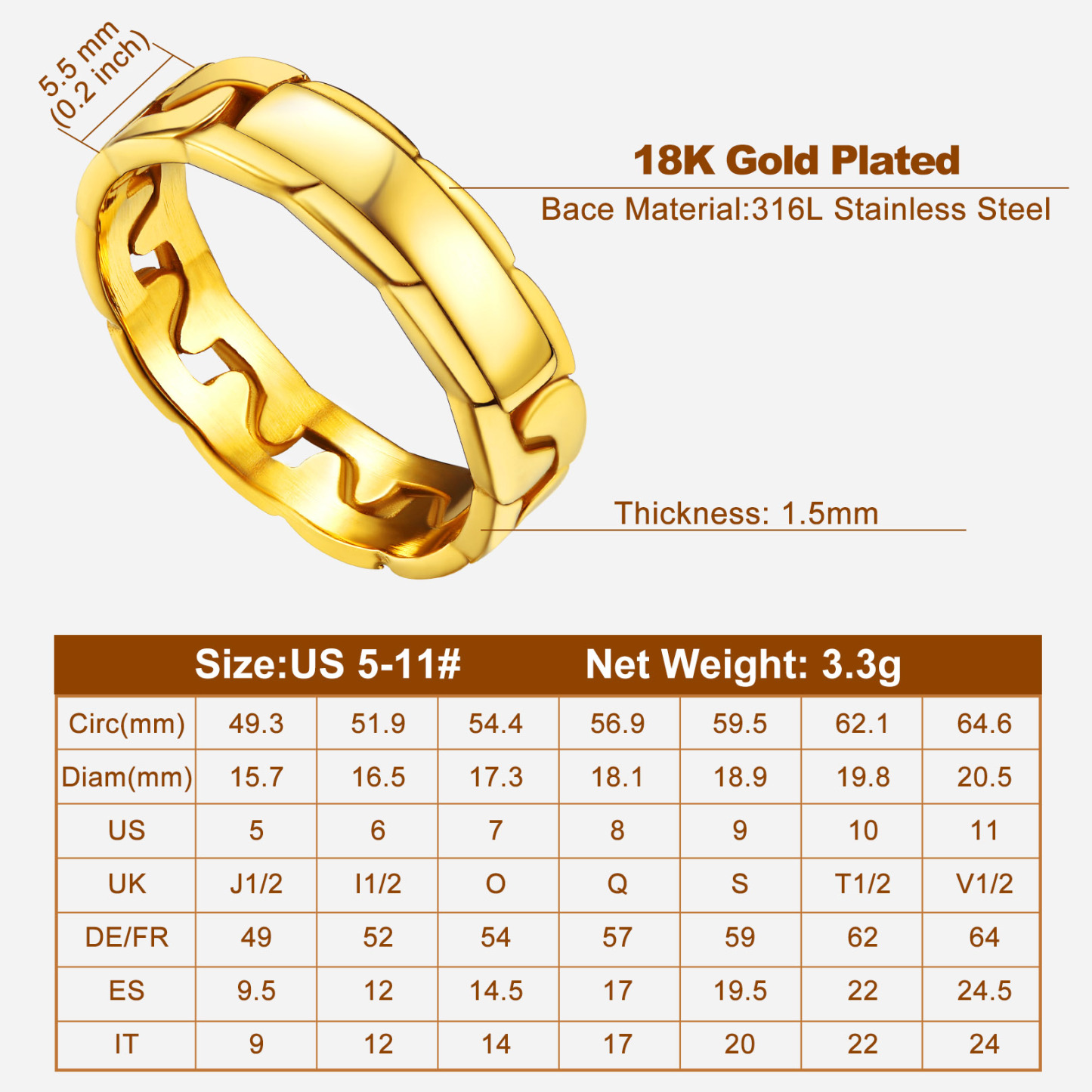 Men Chucky Thumb Stainless Steel Rings Big Fashion Band Ring s detail