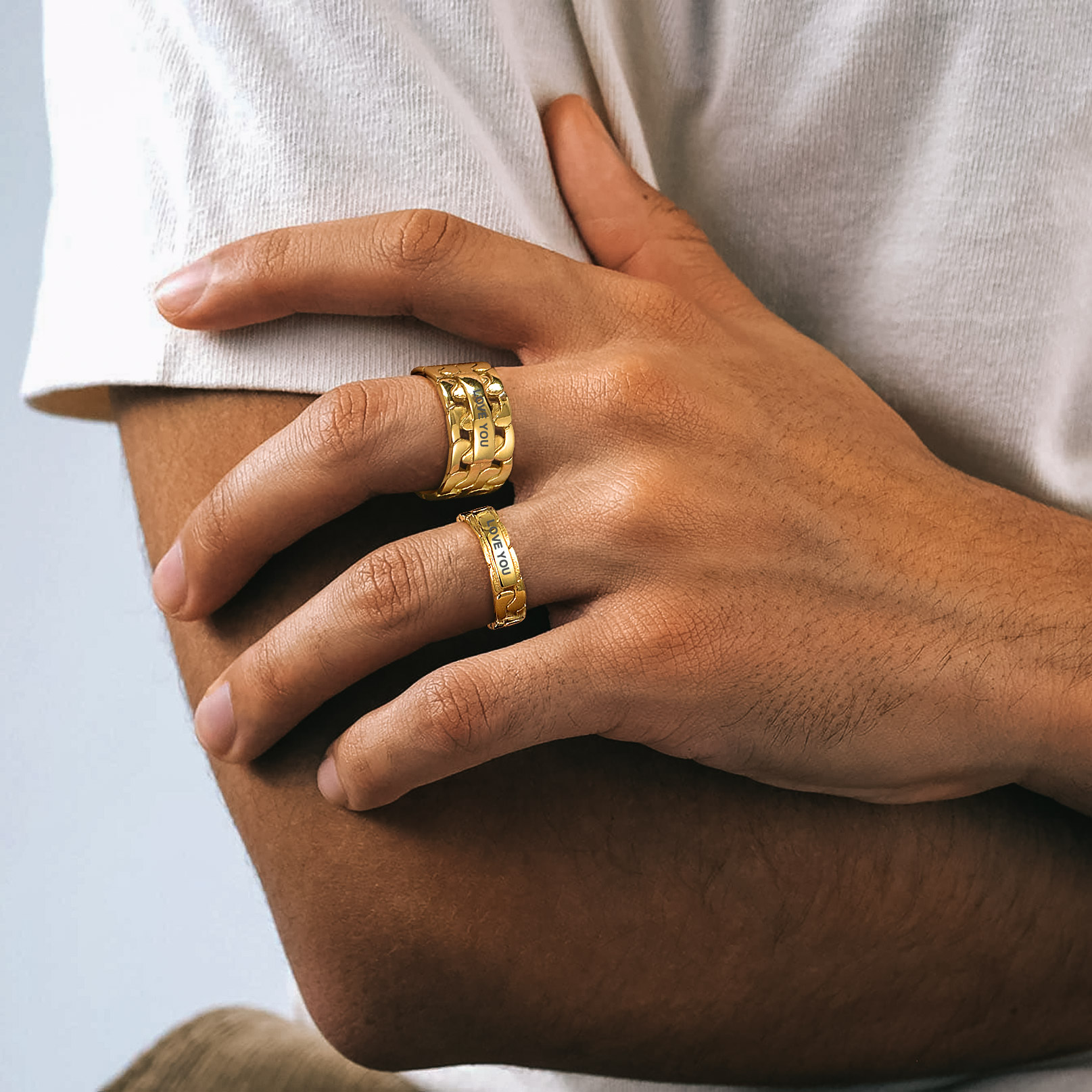 Cuban Link Chain Band Cool Stacking Ring For Men