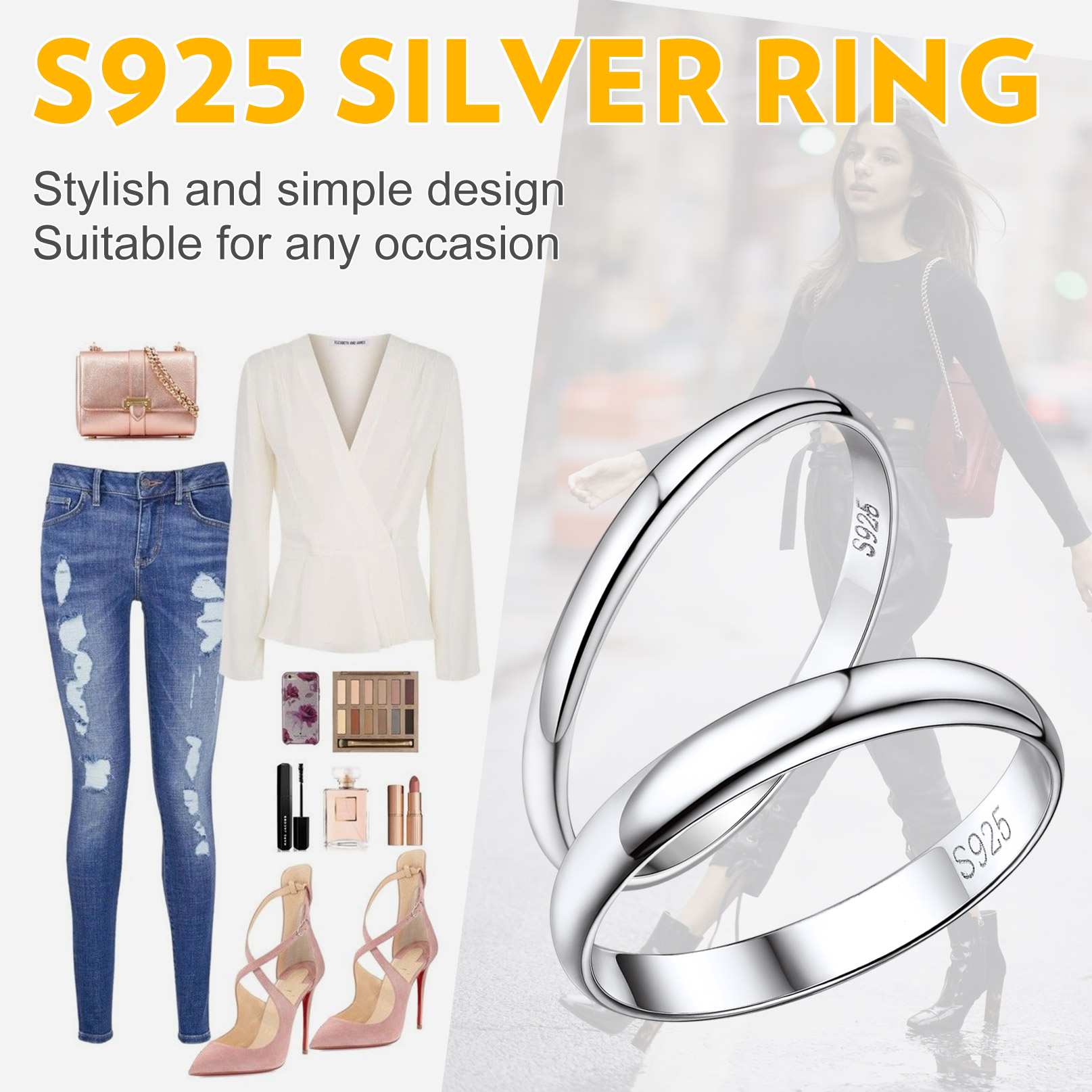 Personalized Sterling Silver Band Ring for Couple