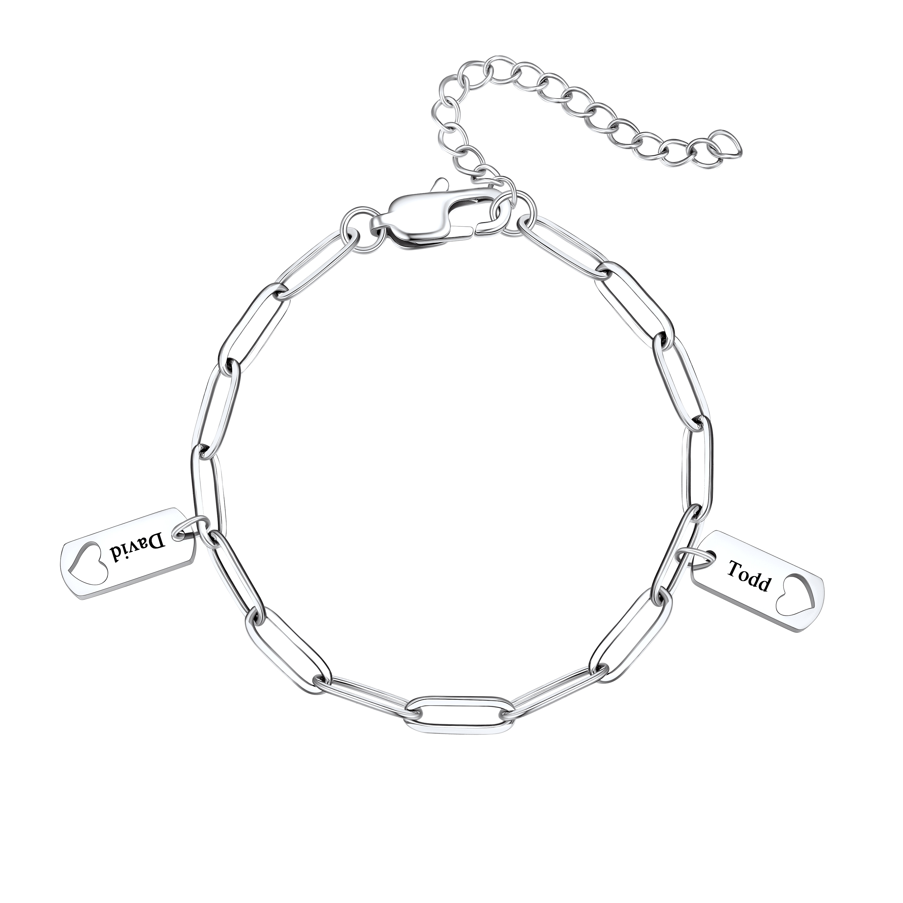 Custom Engraved Name Heart Charm Bracelet