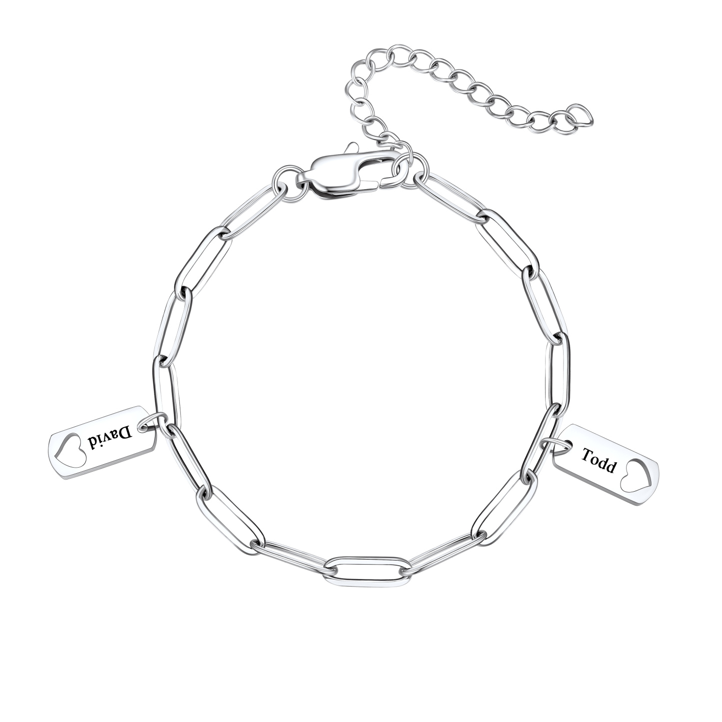 Custom Engraved Name Heart Charm Bracelet