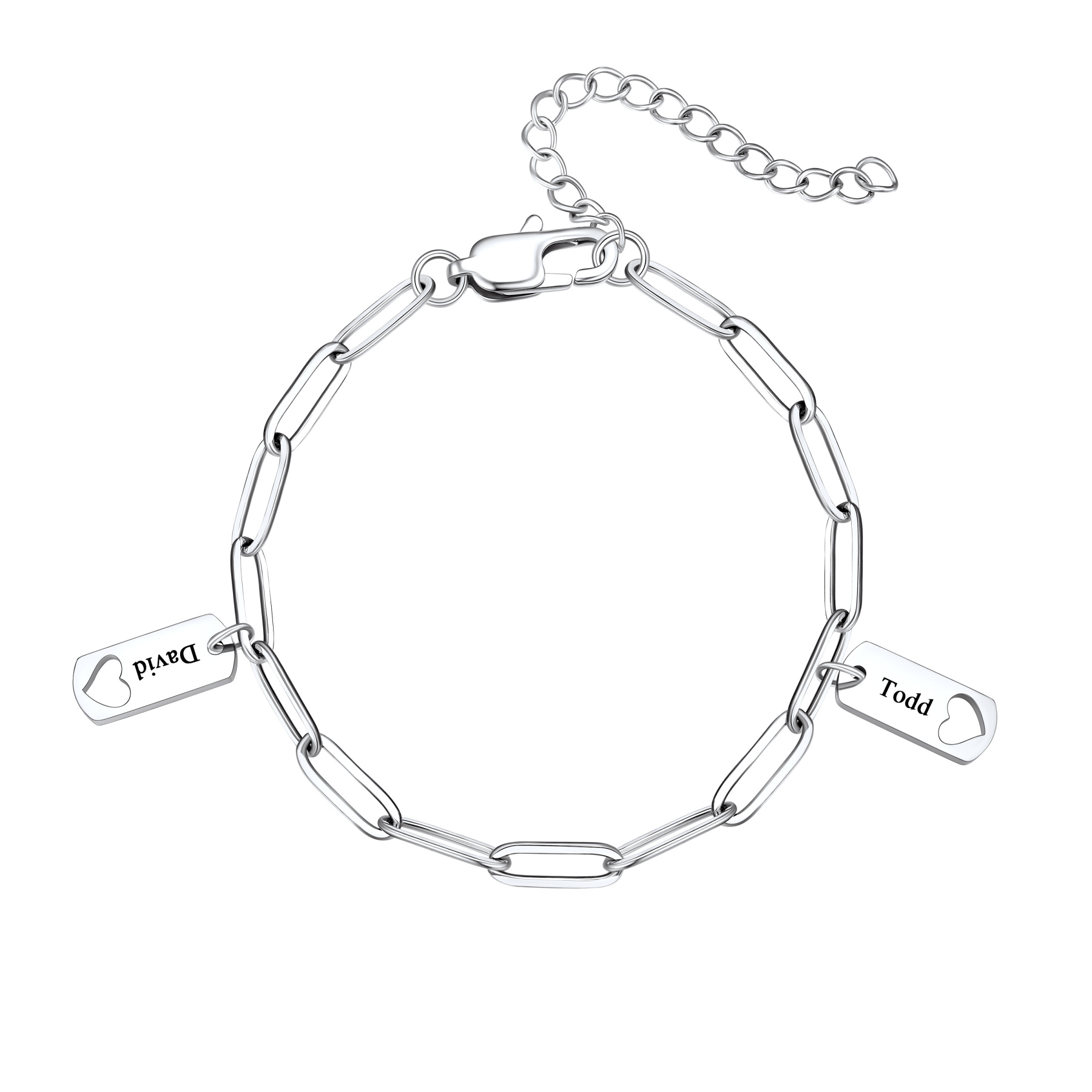 Custom Engraved Name Heart Charm Bracelet