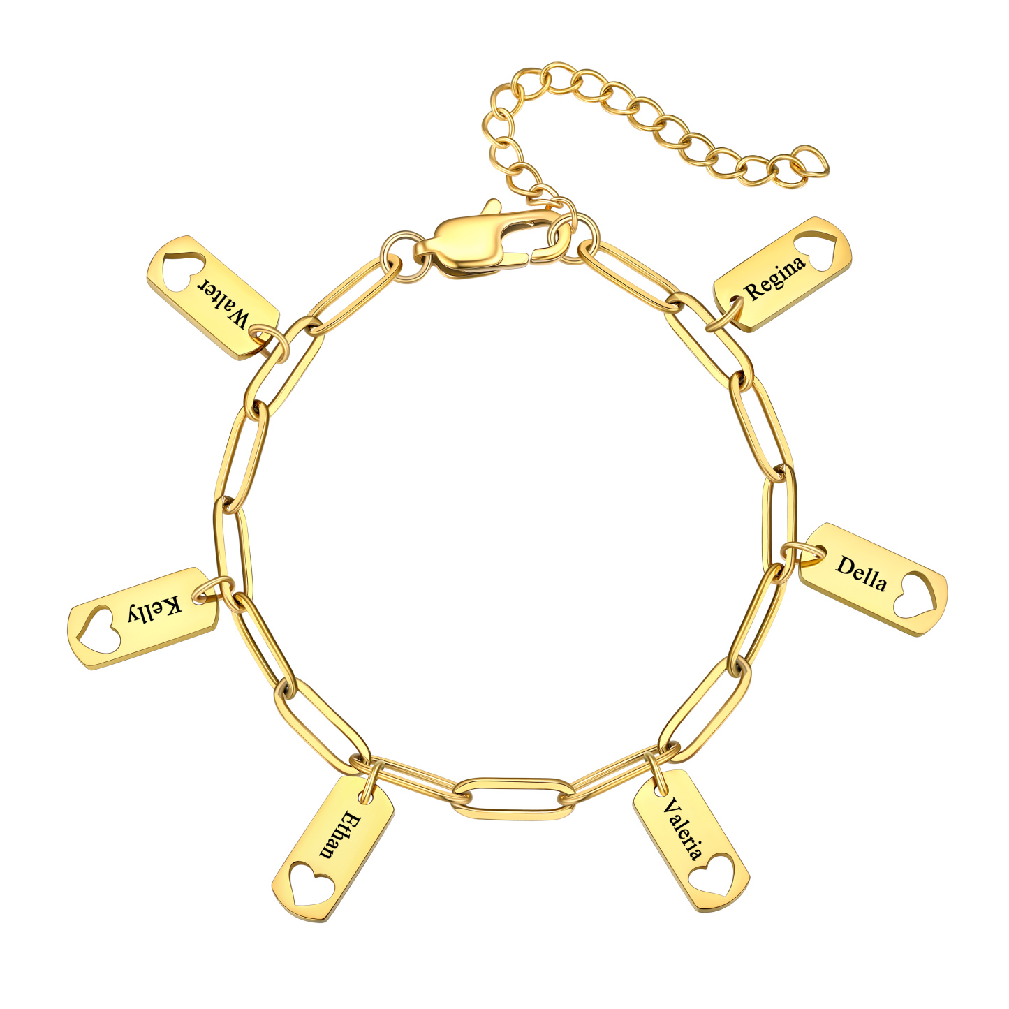Custom Engraved Name Heart Charm Bracelet