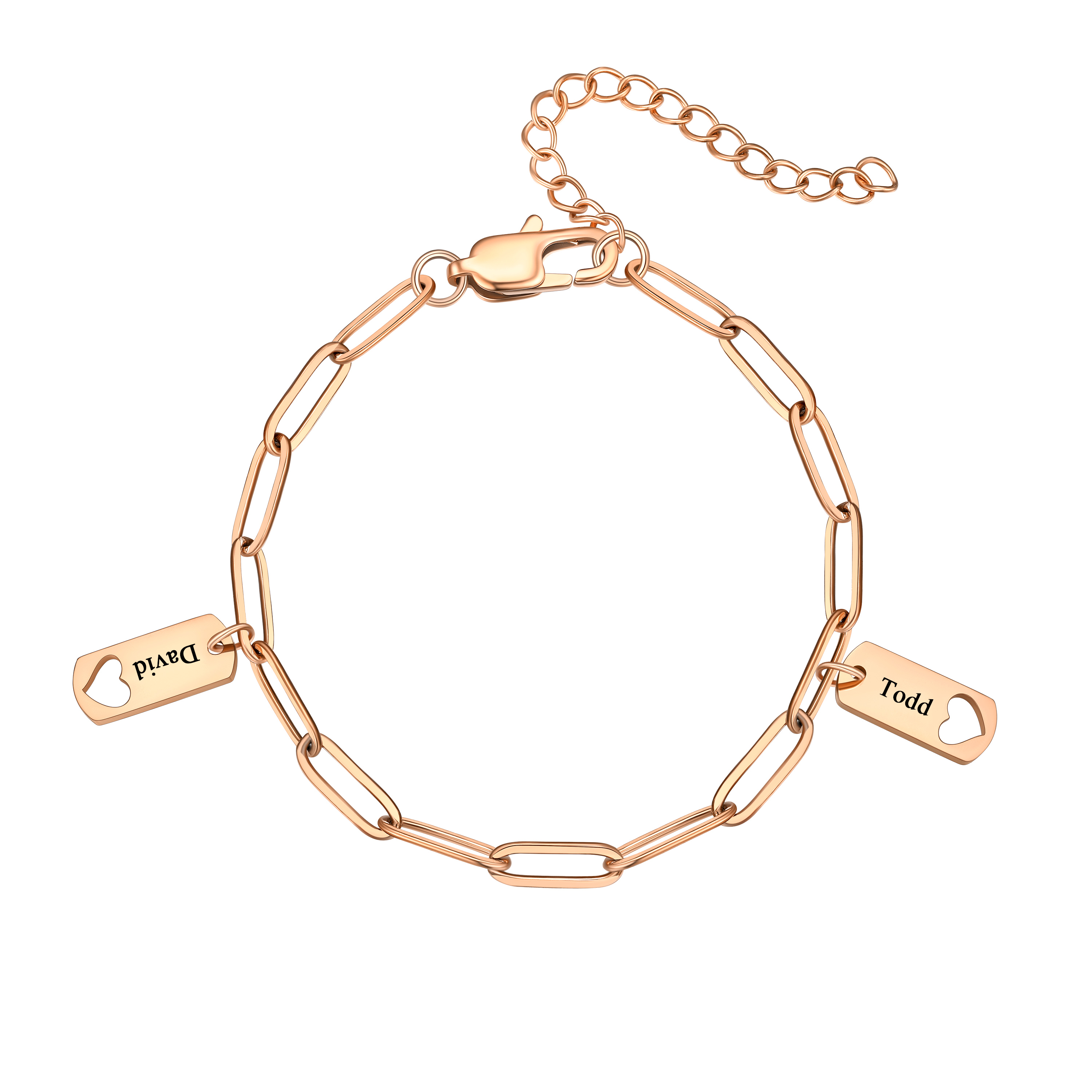 Custom Engraved Name Heart Charm Bracelet