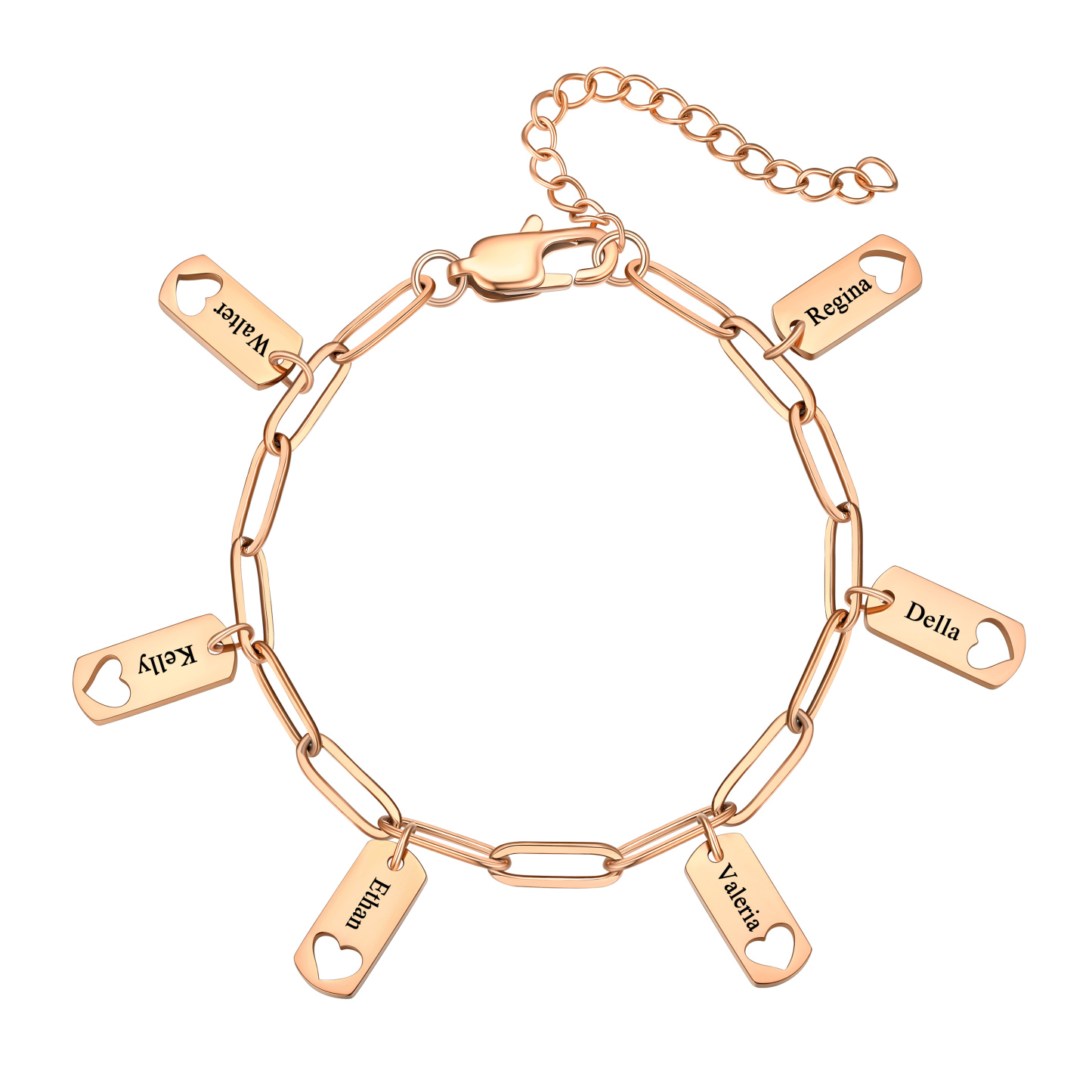 Custom Engraved Name Heart Charm Bracelet