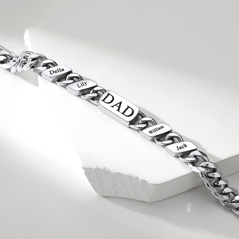 Personalized gift for dad Multi-Name Cuban Link Bracelet for Dad