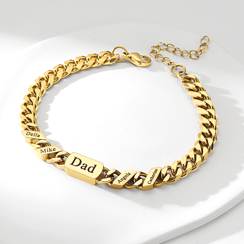 Personalized Name Cuban Link Bracelet for Dad