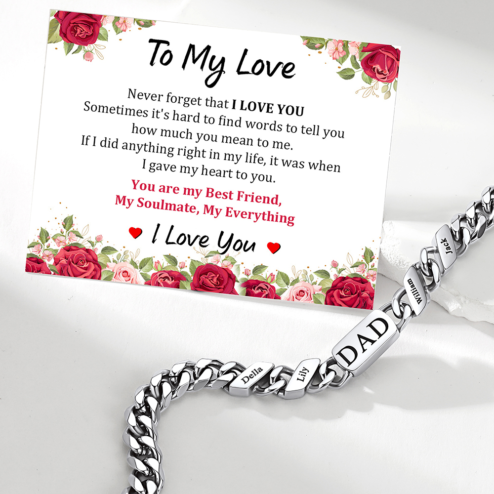 Personalized Multi-Name Cuban Link Bracelet father's day gift