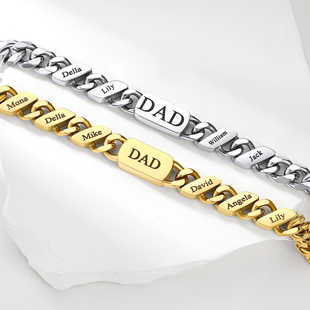 Personalized father's day gift Multi-Name Cuban Link Bracelet for Dad