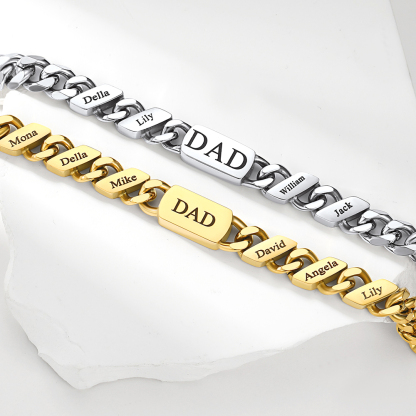 Personalized father's day gift Multi-Name Cuban Link Bracelet for Dad