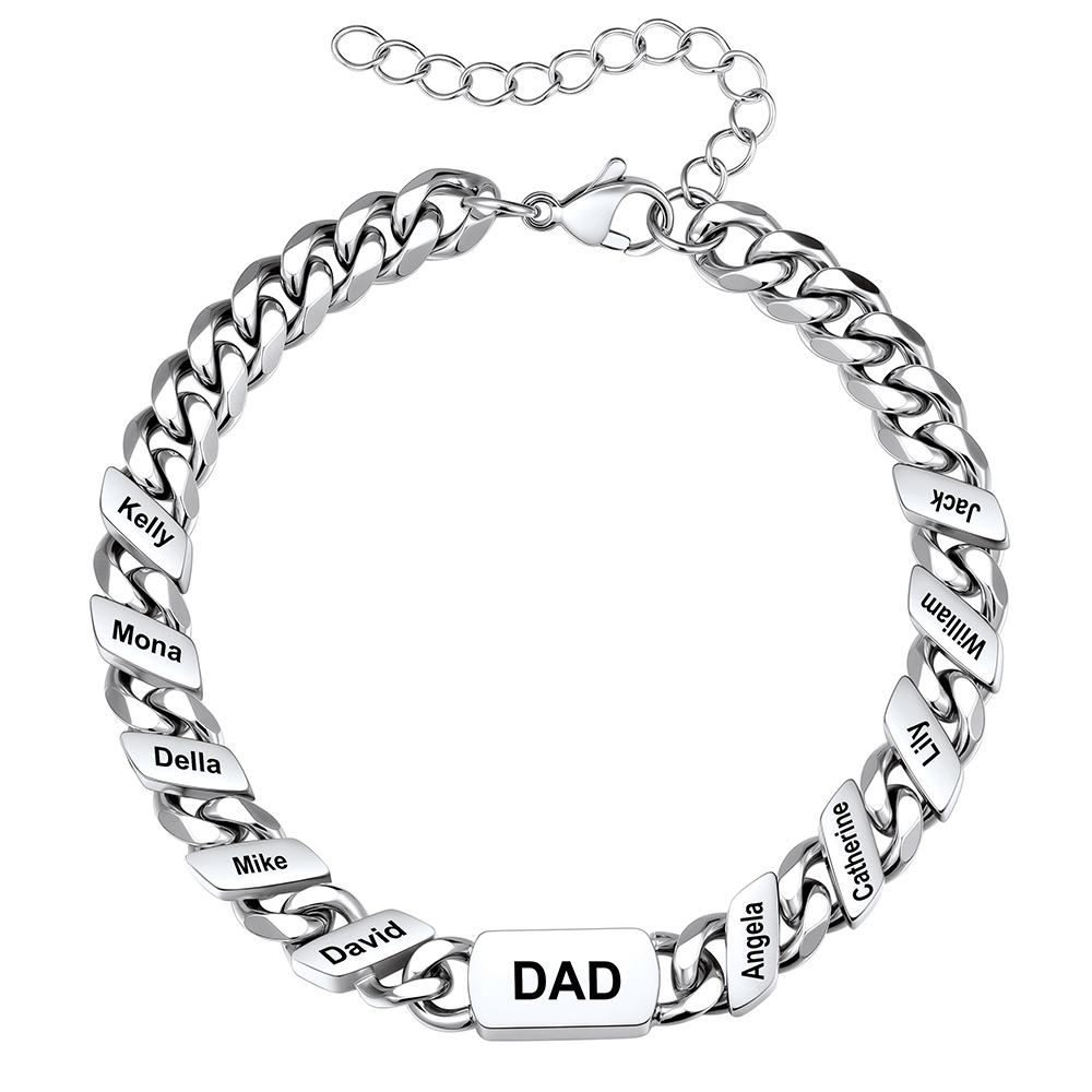 Personalized Multi-Name Cuban Link Bracelet for Dad