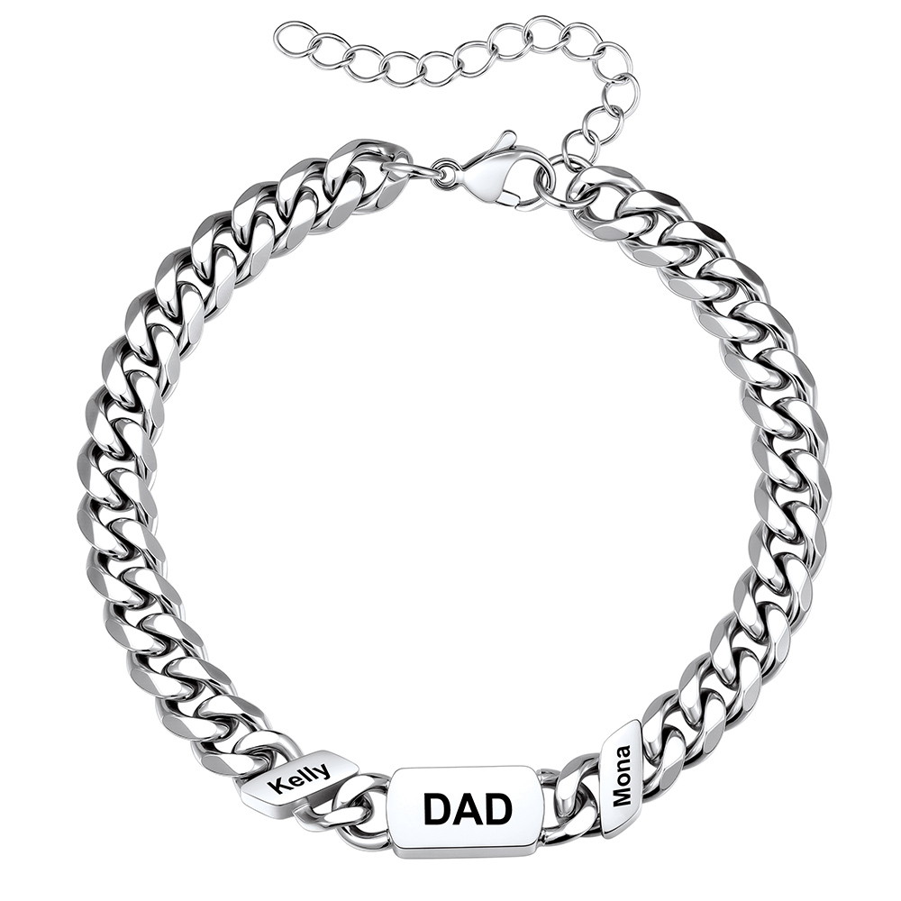 Personalized 2 Name Cuban Link Bracelet for Dad
