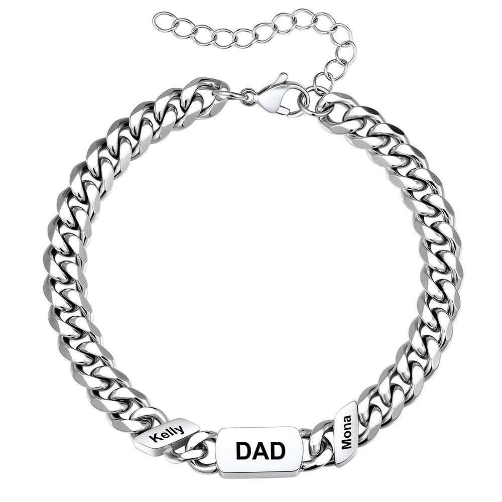 Personalized 2 Name Cuban Link Bracelet for Dad