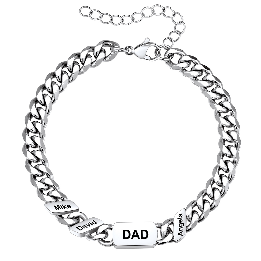 Personalized 3 Name Cuban Link Bracelet for Dad