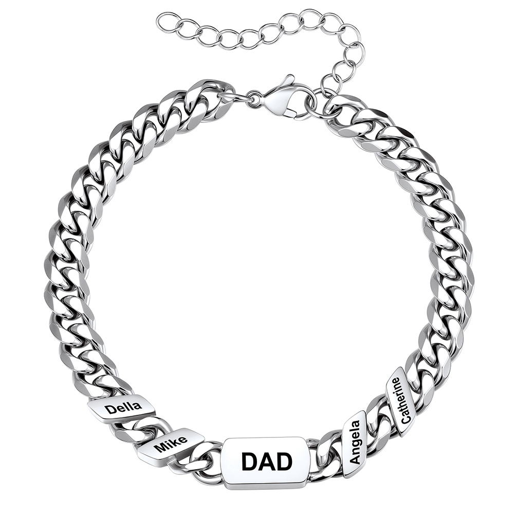 Personalized 4 Name Cuban Link Bracelet for Dad