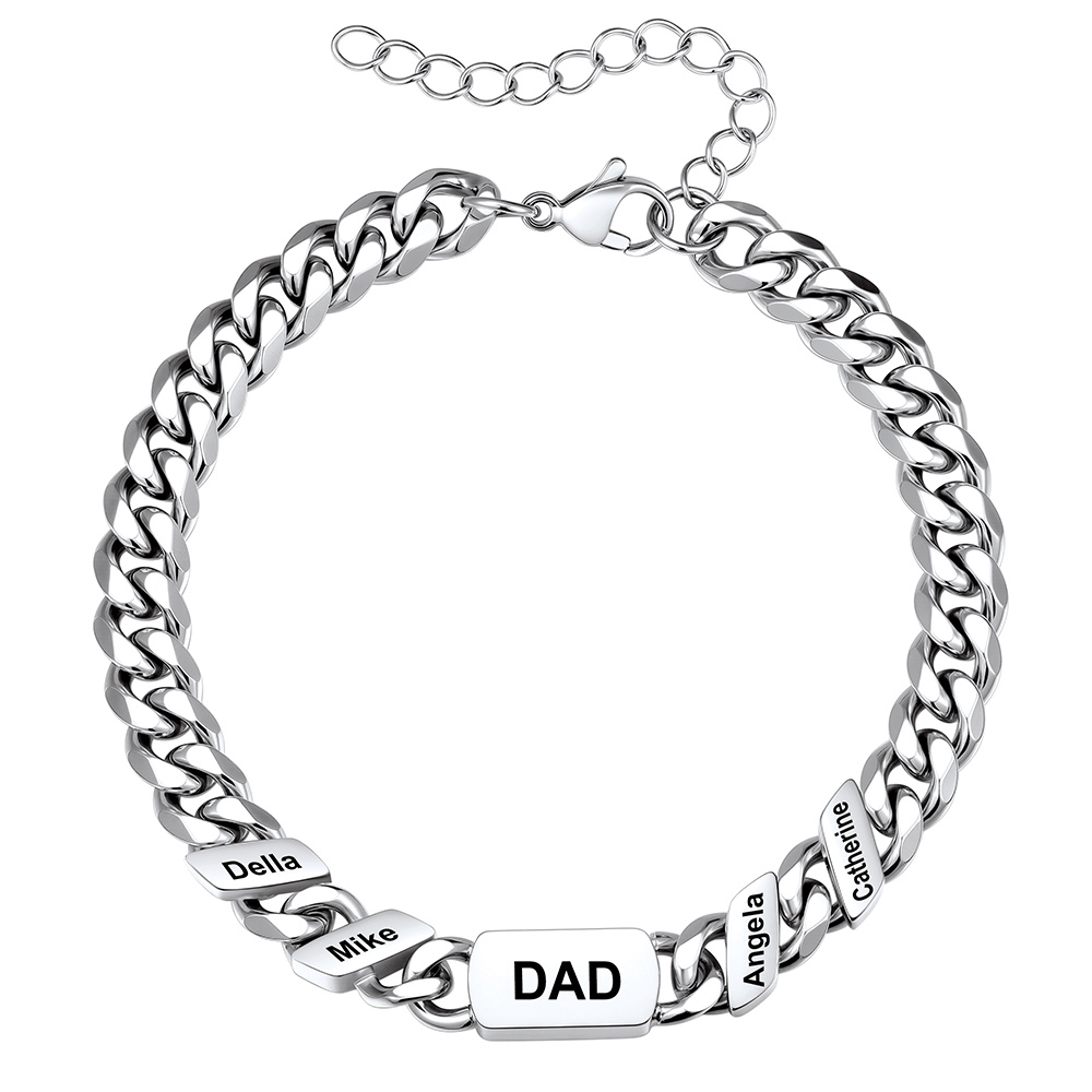 Personalized 4 Name Cuban Link Bracelet for Dad