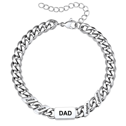Personalized 4 Name Cuban Link Bracelet for Dad