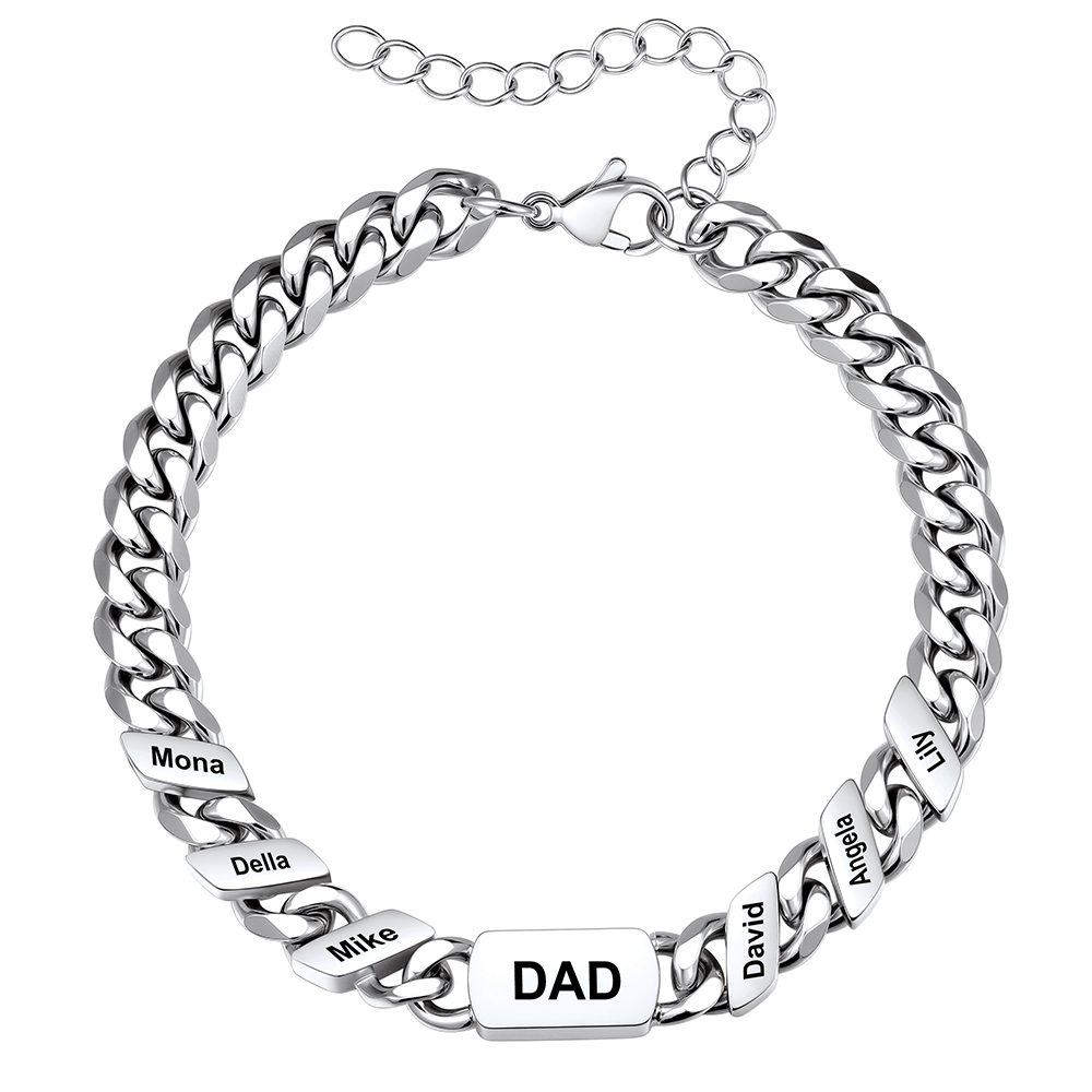 Personalized 6Name Cuban Link Bracelet for Dad