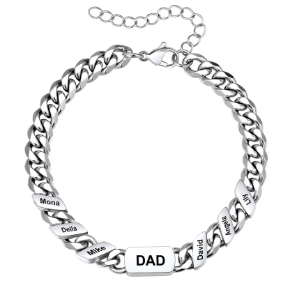 Personalized 6Name Cuban Link Bracelet for Dad
