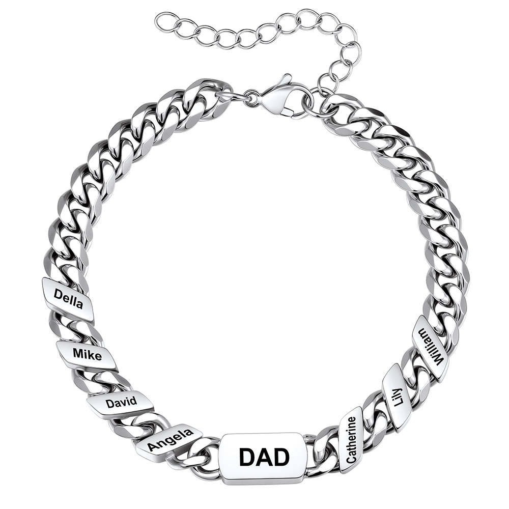 Personalized Multi-Name Cuban Link Bracelet for Dad