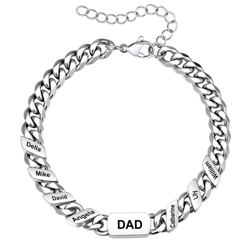 Personalized Multi-Name Cuban Link Bracelet for Dad