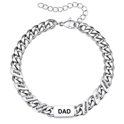 Personalized Multi-Name Cuban Link Bracelet for Dad