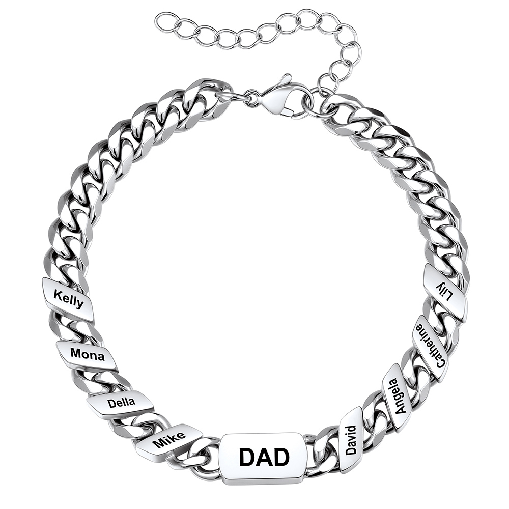 Personalized Multi-Name Cuban Link Bracelet for Dad