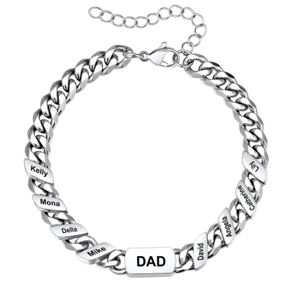 Personalized Multi-Name Cuban Link Bracelet for Dad