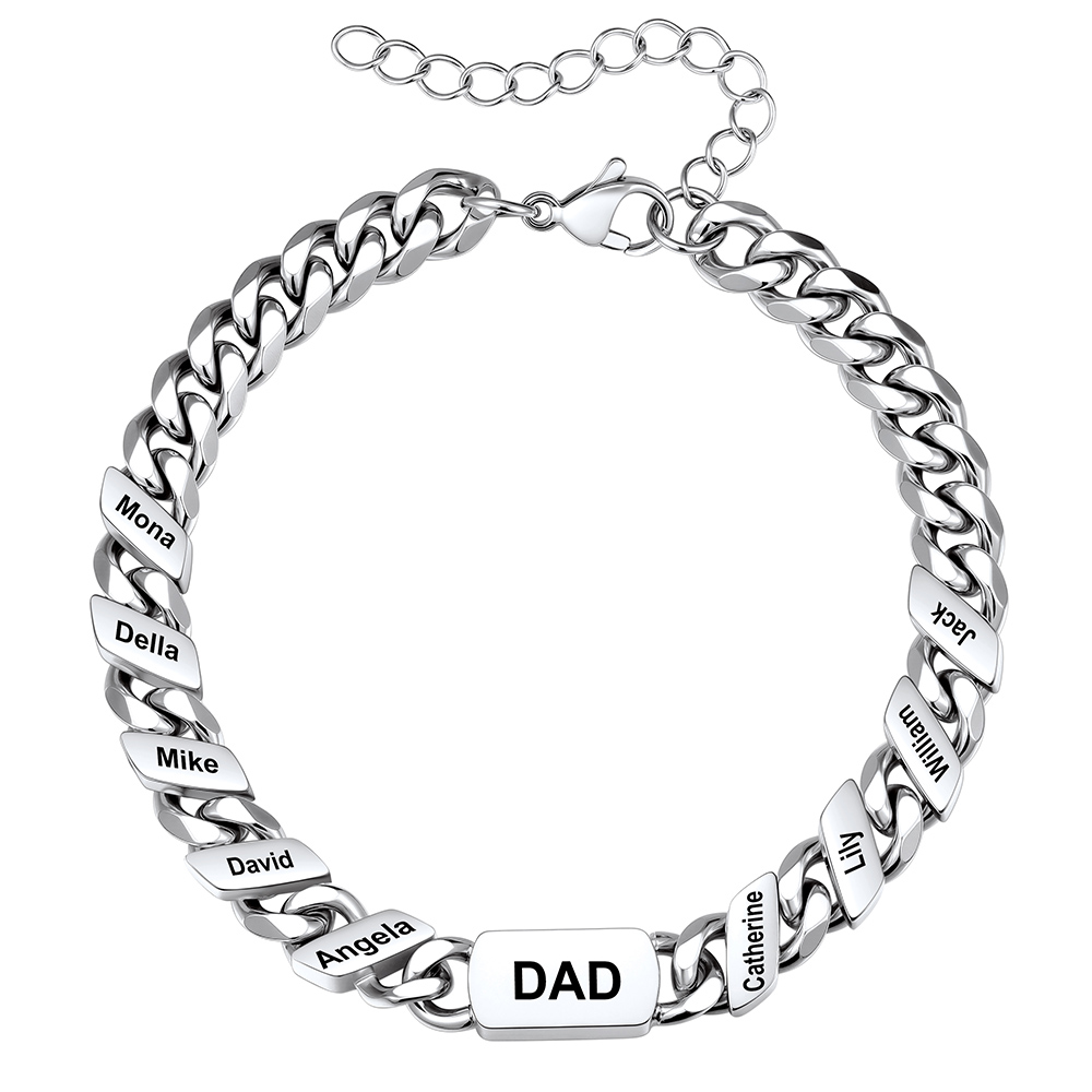 Personalized Multi-Name Cuban Link Bracelet for Dad