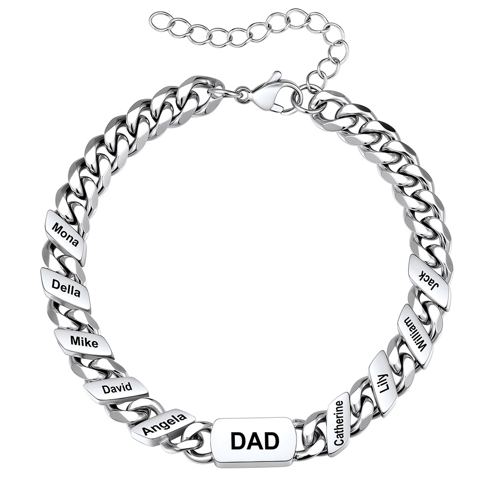 Personalized Multi-Name Cuban Link Bracelet for Dad