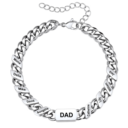 Personalized Multi-Name Cuban Link Bracelet for Dad