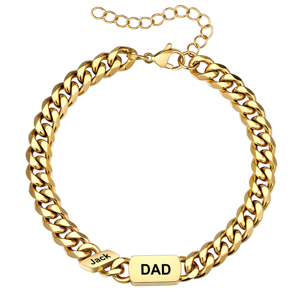 Personalized Multi-Name Cuban Link Bracelet for Dad