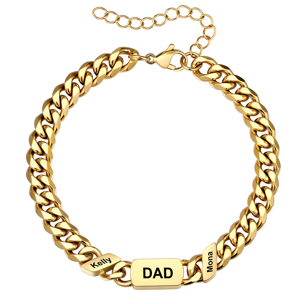 Personalized Multi-Name Cuban Link Bracelet for Dad