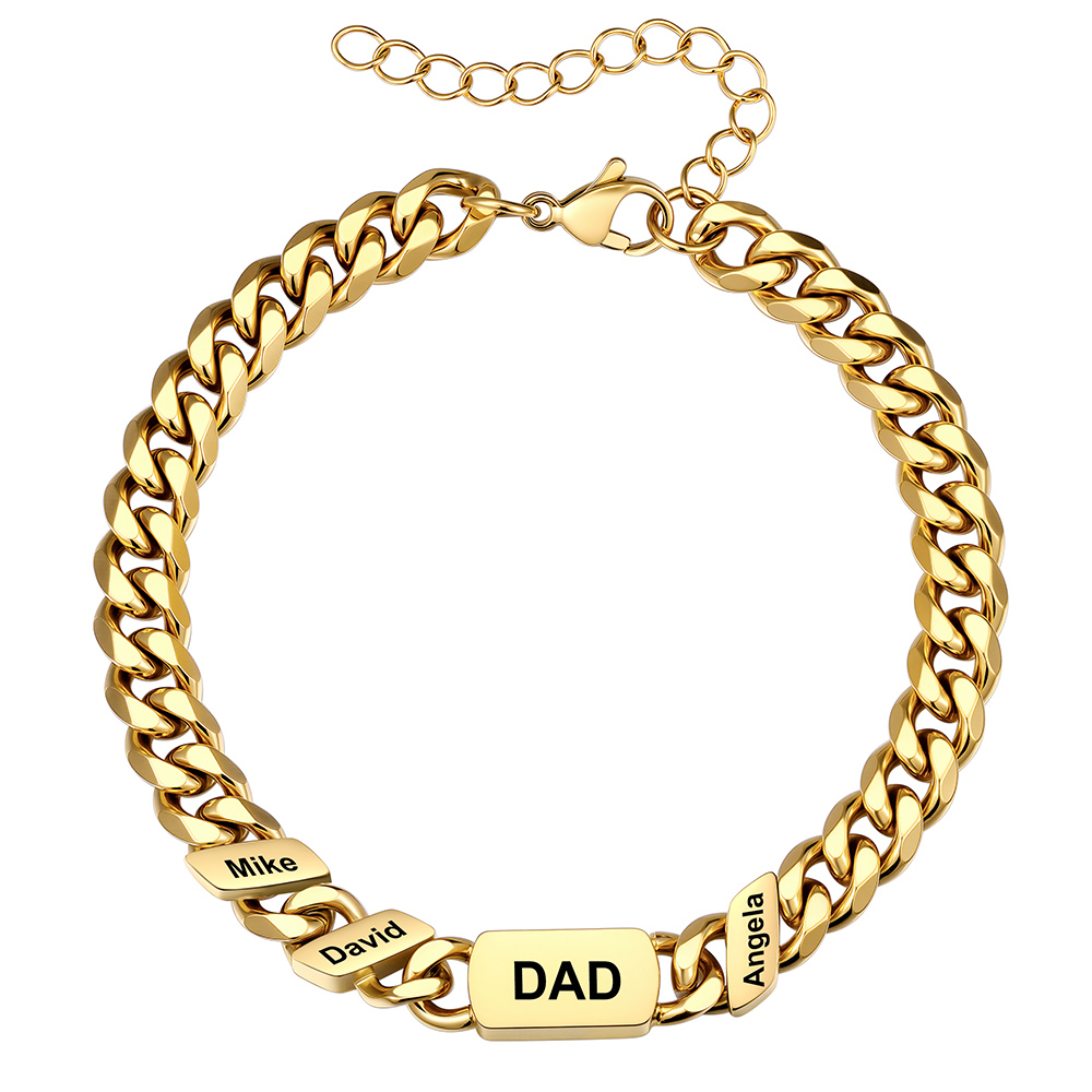Personalized Multi-Name Cuban Link Bracelet for Dad