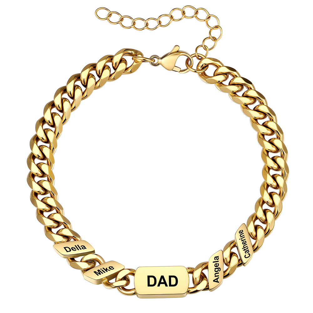 Personalized Multi-Name Cuban Link Bracelet for Dad