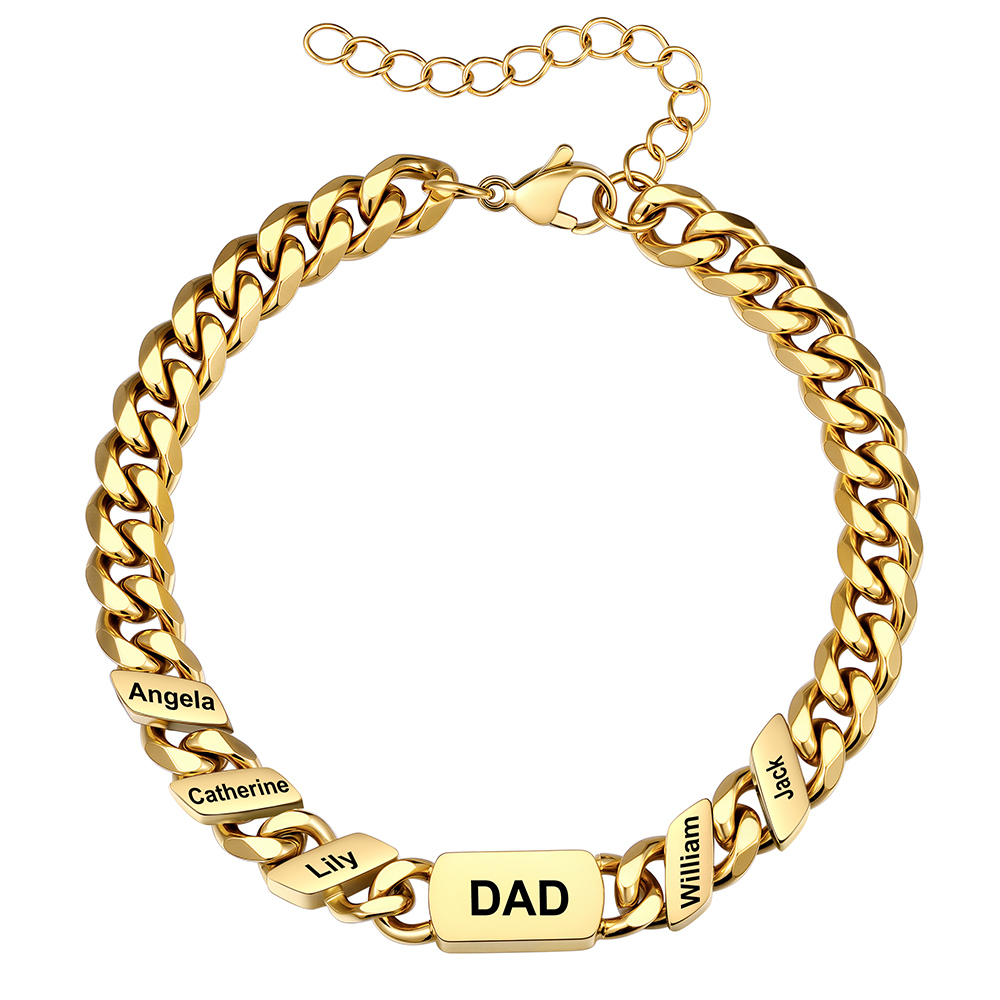 Personalized Multi-Name Cuban Link Bracelet for Dad