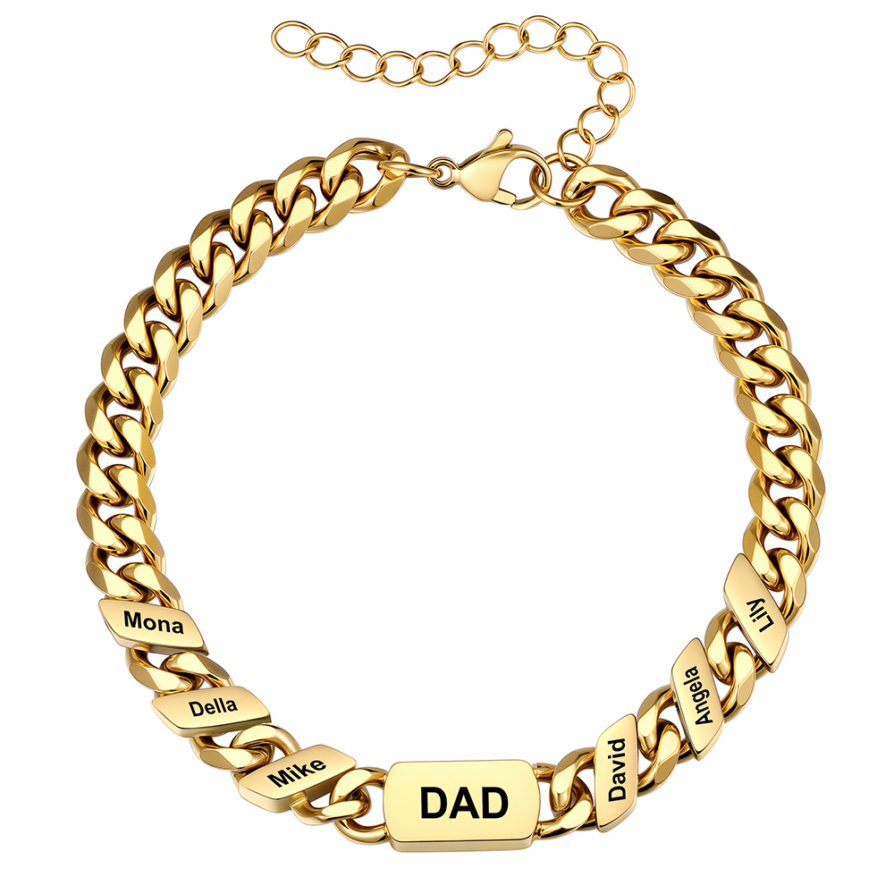 Personalized Multi-Name Cuban Link Bracelet for Dad