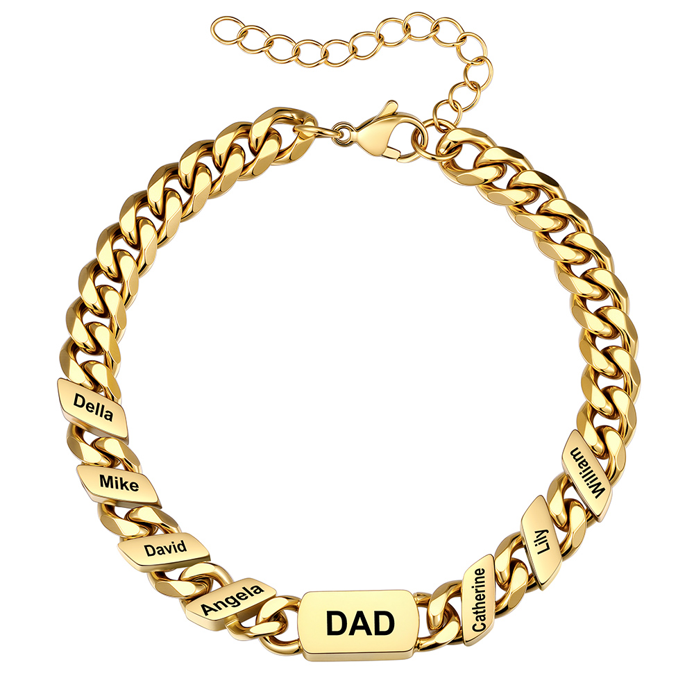 Personalized Multi-Name Cuban Link Bracelet for Dad