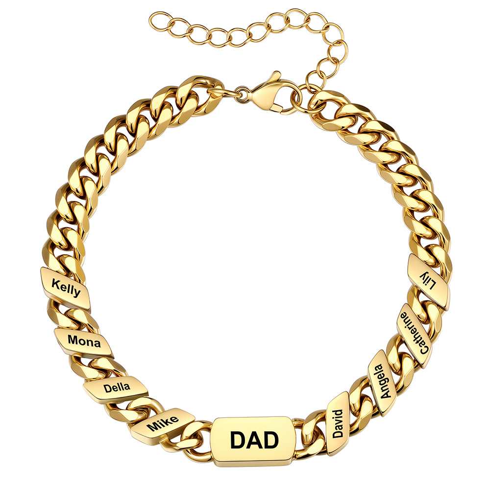 Personalized Multi-Name Cuban Link Bracelet for Dad