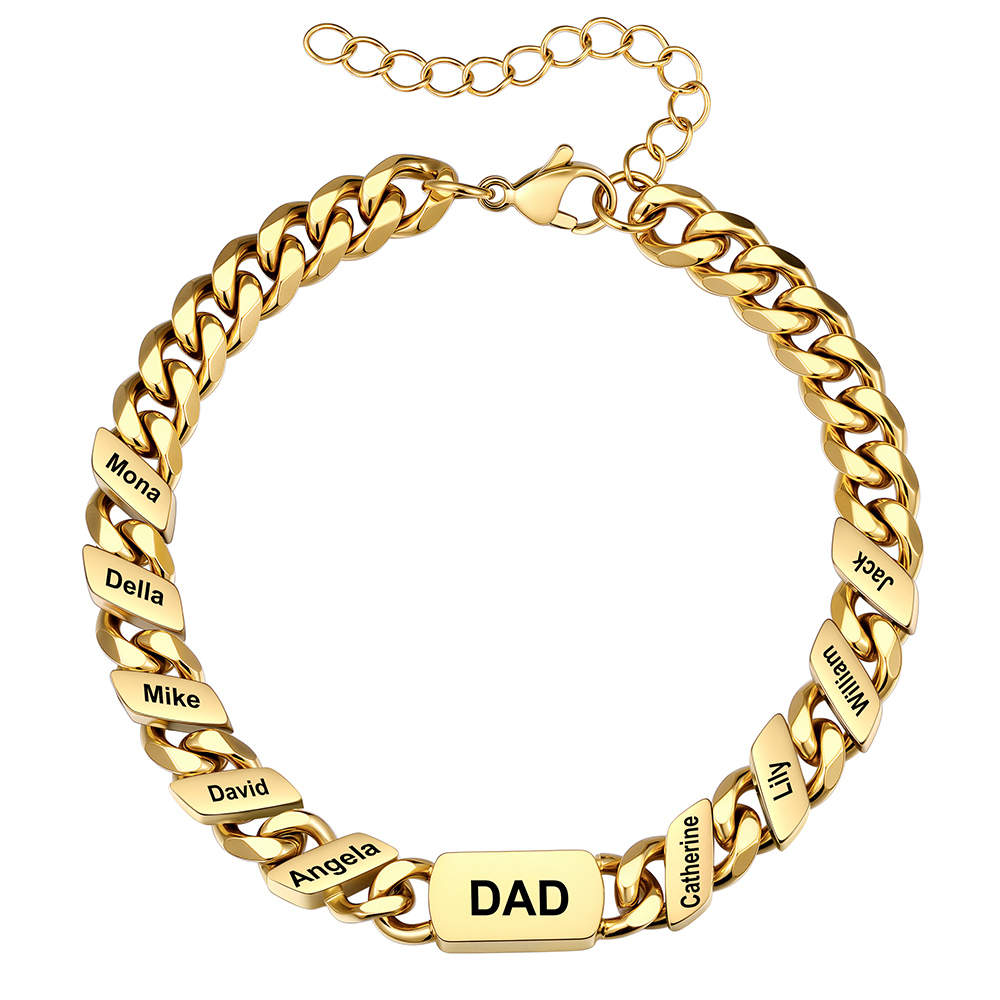 Personalized Multi-Name Cuban Link Bracelet for Dad