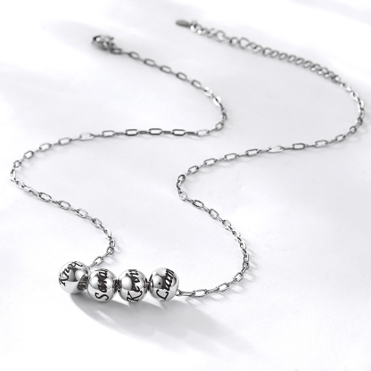 Personalized 4 Name Bead Ball Necklace for women